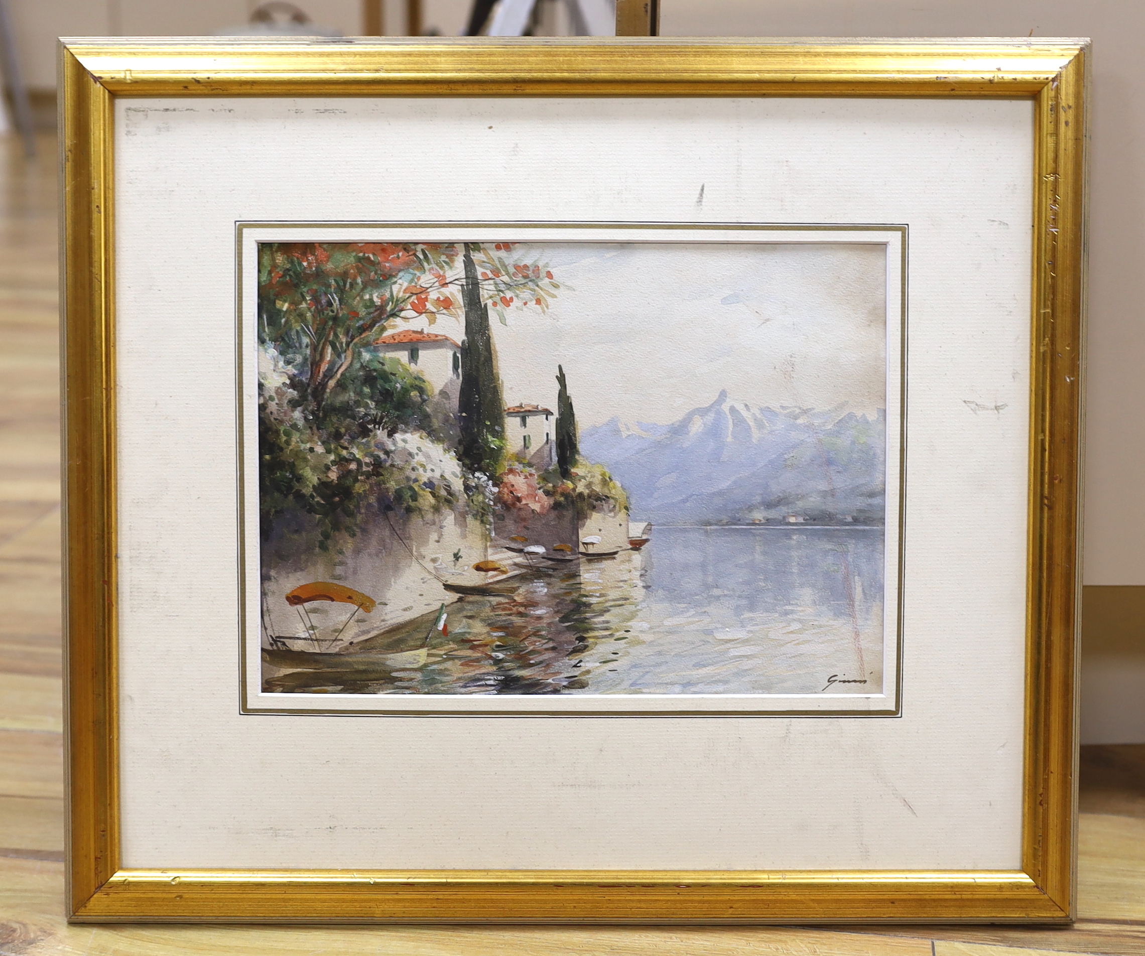 Gianni, watercolour, Italian lake scene, signed, 23 x 33cm